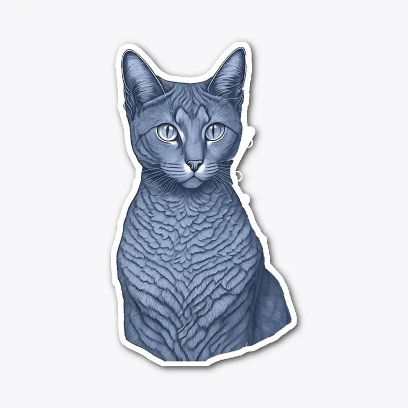 Blue Cat With Unique Design T-shirt