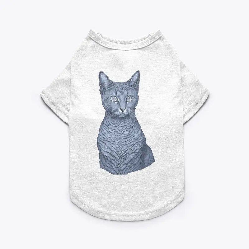 Blue Cat With Unique Design T-shirt