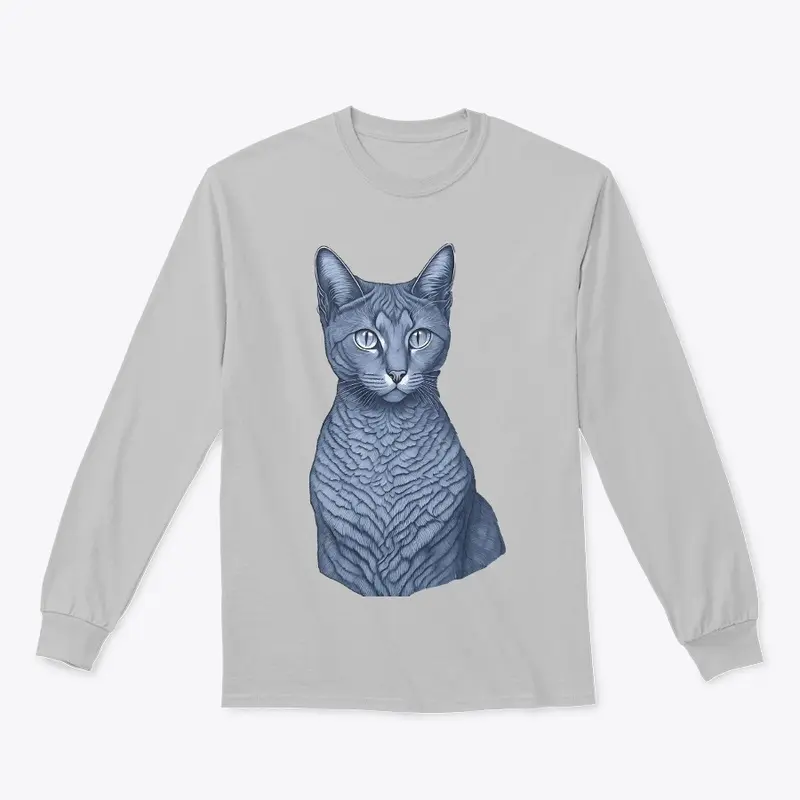 Blue Cat With Unique Design T-shirt