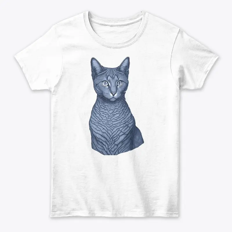 Blue Cat With Unique Design T-shirt