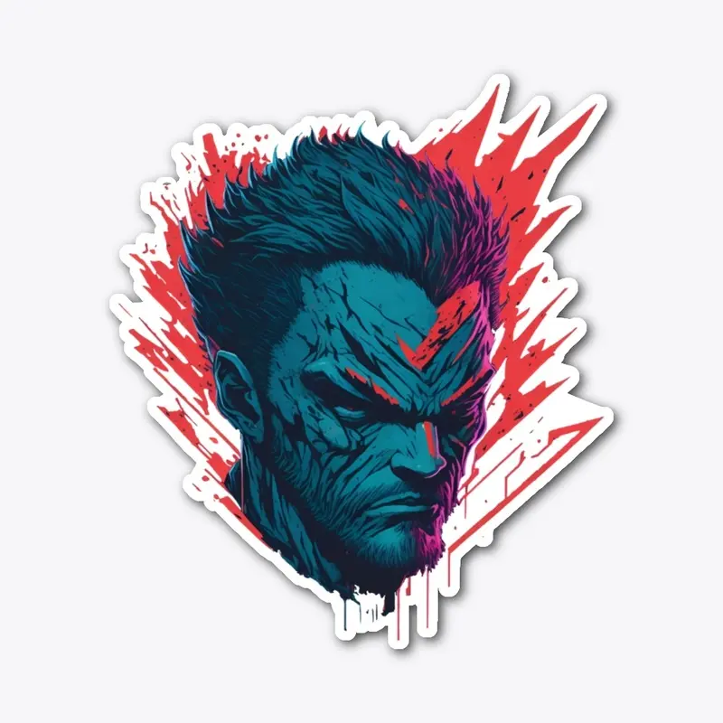 Blue Angry Man Design